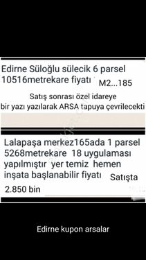 Edirne'de satılık arsa 18 uygulaması bitmiş