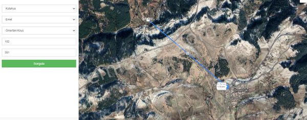  Kütahya'da Kadastral Yola 35 Adım Sahibinden 390 mt2 Tek Tapu Tarla Vasıflı