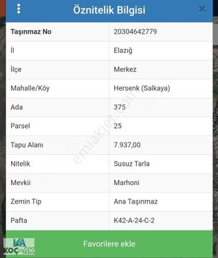 Hersenk/Salkayada satılık tarla