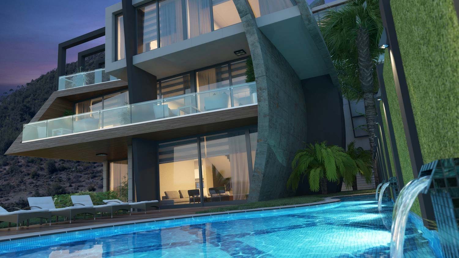 Konut Projesi Tepe Modern Villaları, Alanya, Antalya