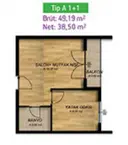 1+1 Konut Planı