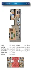 2+1 Konut Planı