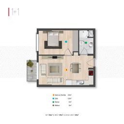 1+1 Konut Planı
