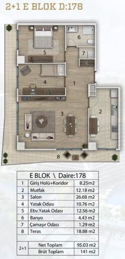 2+1 Konut Planı