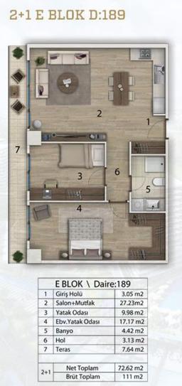 2+1 Konut Planı