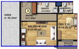 1+1 Konut Planı