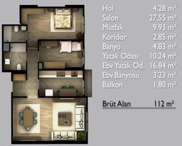 2+1 Konut Planı