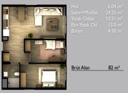 2+1 Konut Planı