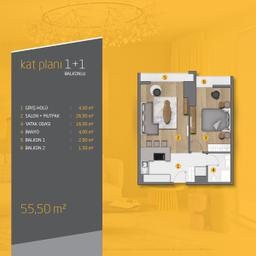 1+1 Konut Planı