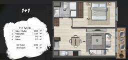1+1 Konut Planı