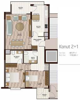 2+1 Konut Planı