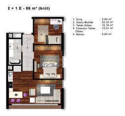 2+1 Konut Planı