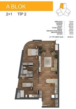 2+1 Konut Planı