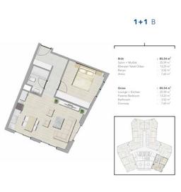 1+1 Konut Planı