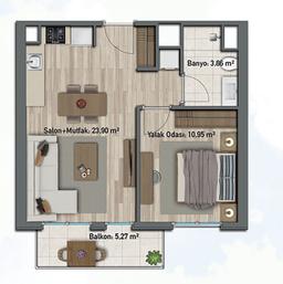 1+1 Konut Planı