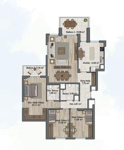 3+1 Konut Planı