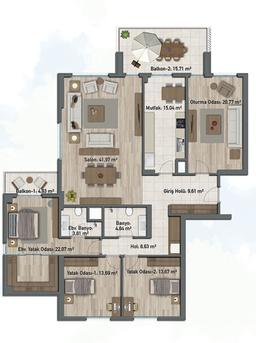 4+1 Konut Planı