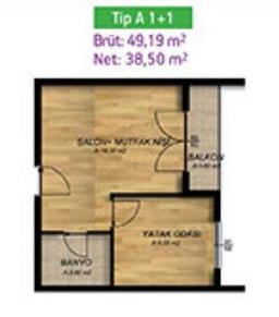 1+1 Konut Planı