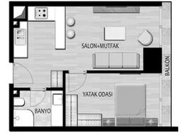 1+1 Konut Planı