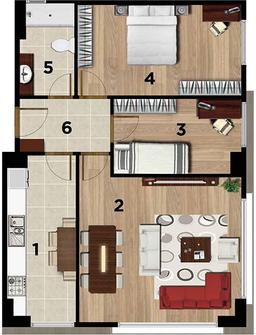 2+1 Konut Planı