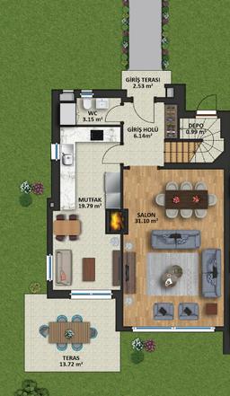 3+1 Konut Planı