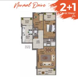 2+1 Konut Planı