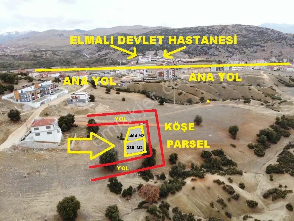 Elmalı Gündoğan Satılık Konut İmarlı Muhteşem Manzaraya Sahip 2 Adet Köşe Parsel 790 M2 Arsa Satılık