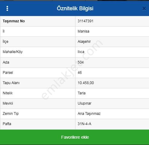 Alaşehir Ilıca Satılık Sanayi İmarlı Satılık Müstakil Arazi..