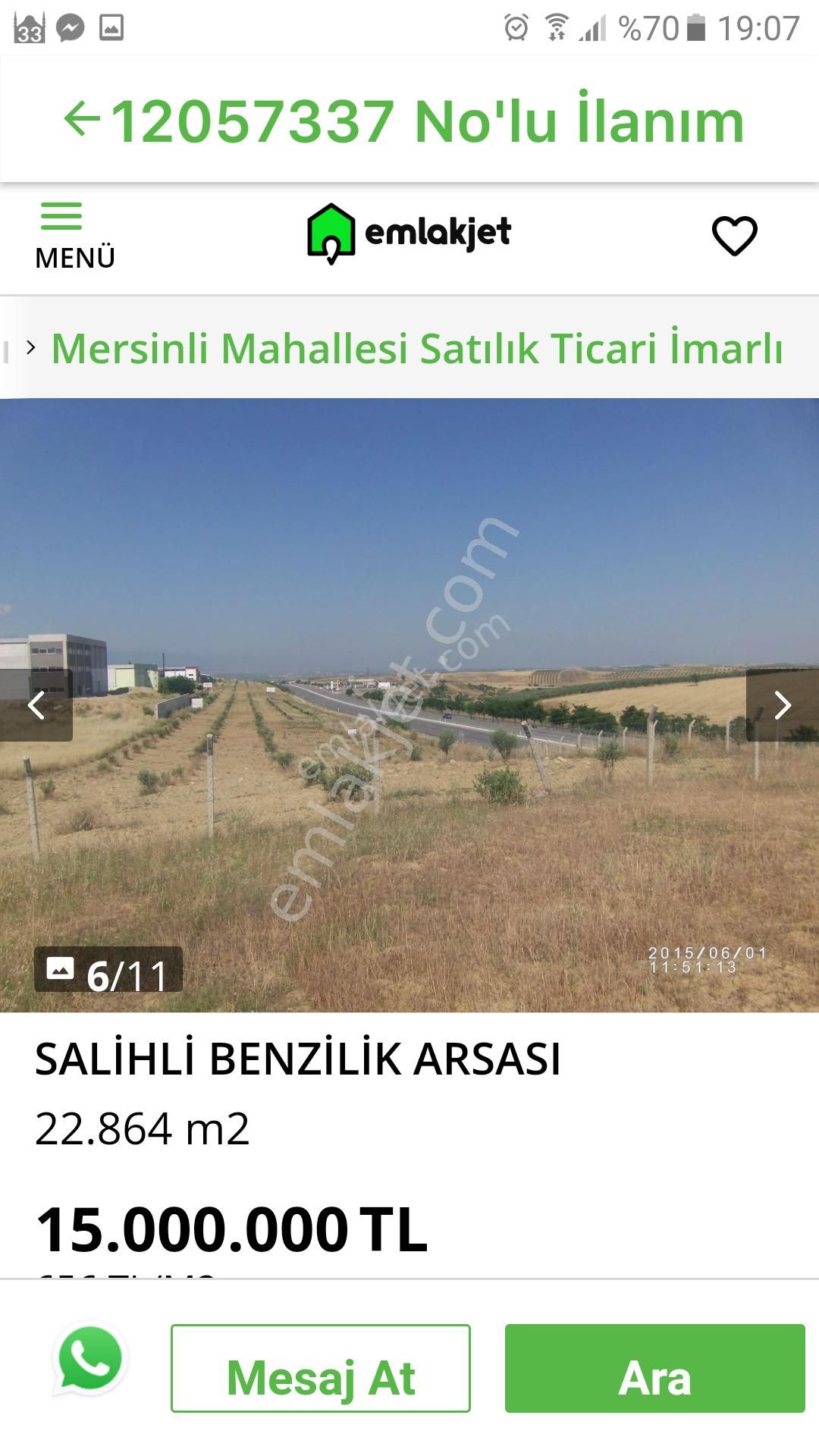 Salihli Mersinli Satılık Ticari İmarlı Benzinlik Arsasi Hisse Salihli