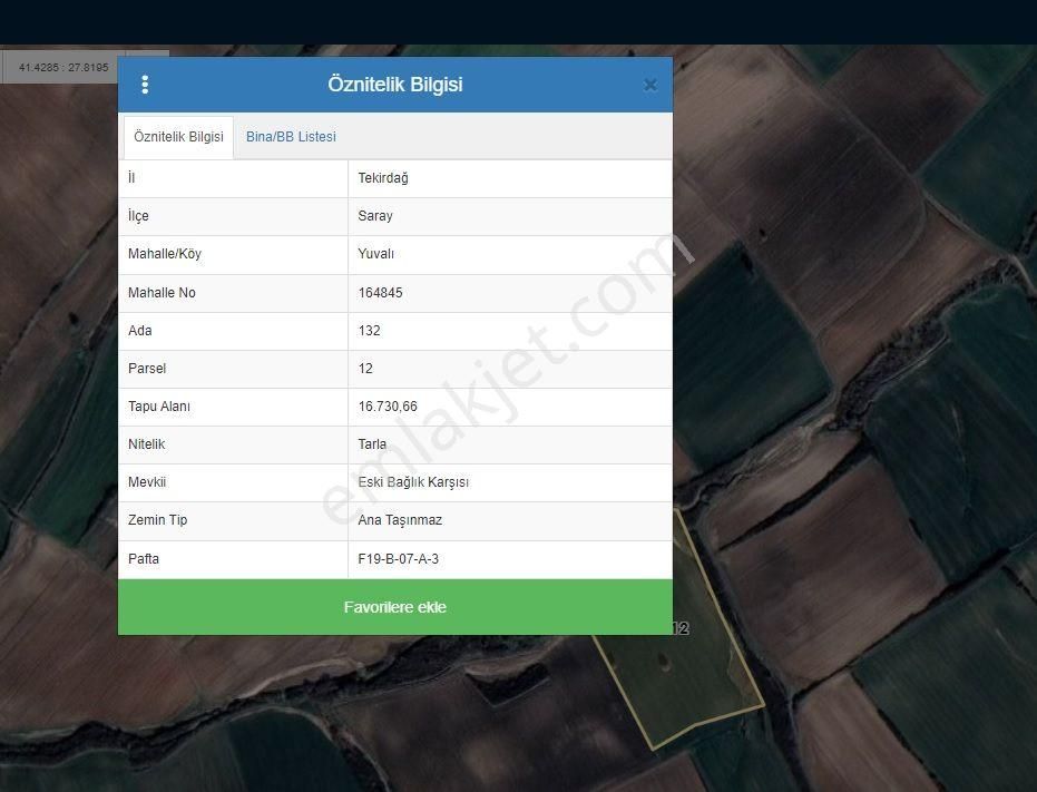 Tekirdağ Saray Yuvali Satılık 210 M2 Bahçe