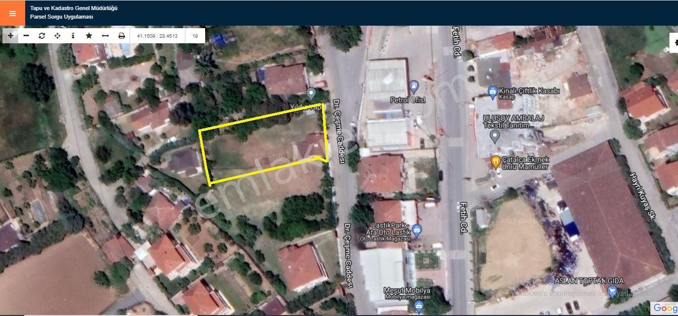 Çatalca Kaleiçi Satılık Villa İmarlı  Çatalca Merkezinde Cadde Üzeri 1275 m2 Villa İmarlı Satılık Arsa