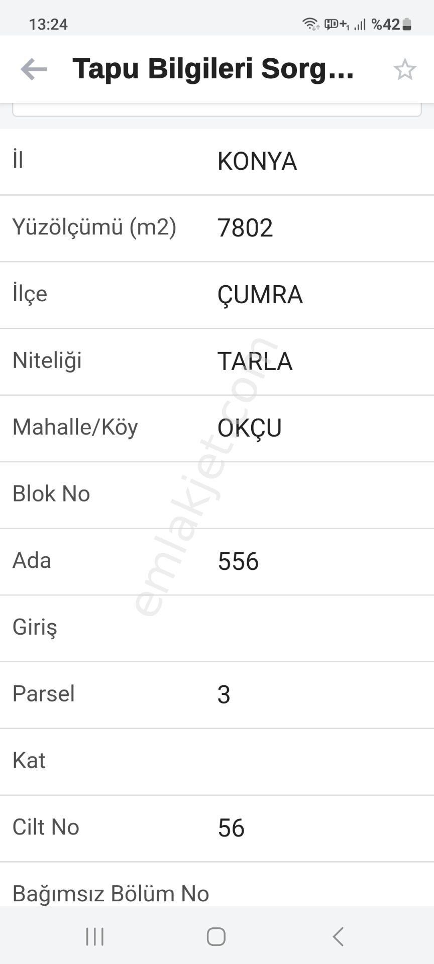 Çumra Okçu Satılık Tarla Okçuda Şeker Fabrikasına Yakın Satılık Tarla