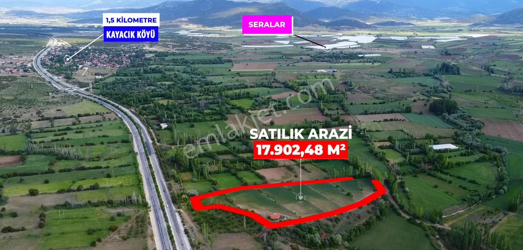 Şahin Emlak'tan Antalya Karayoluna Sıfır Araç Takasına Açık 17.902 M2 Satılık Arazi