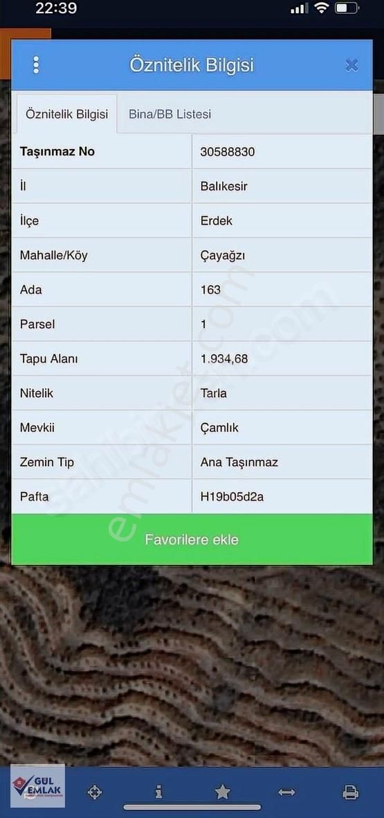 Erdek Şahinburgaz Satılık Tarla Erdek Şahinburgazda Satılık Deniz Manzaralı Tarla