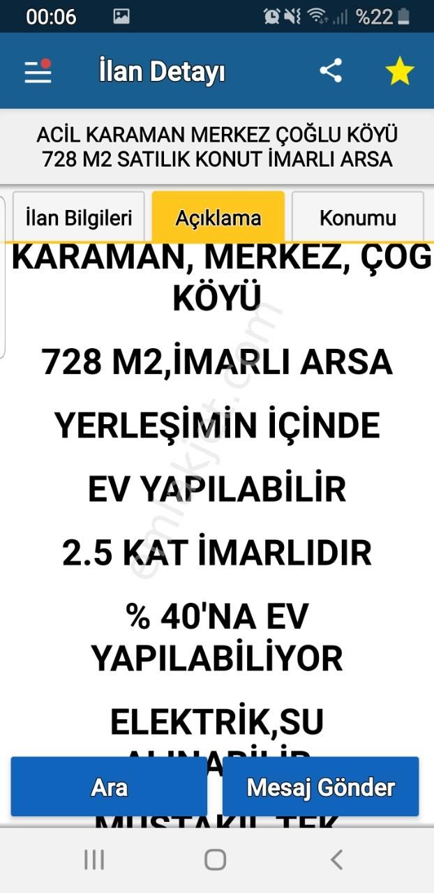 Sahibınden 728m2 Imarlı Arsa