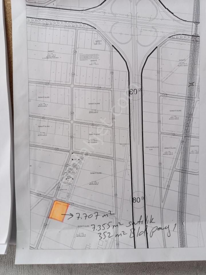 Karatay Şatır Satılık Sanayi İmarlı Sanayi imarlı 7707 metrekare köşe parsel