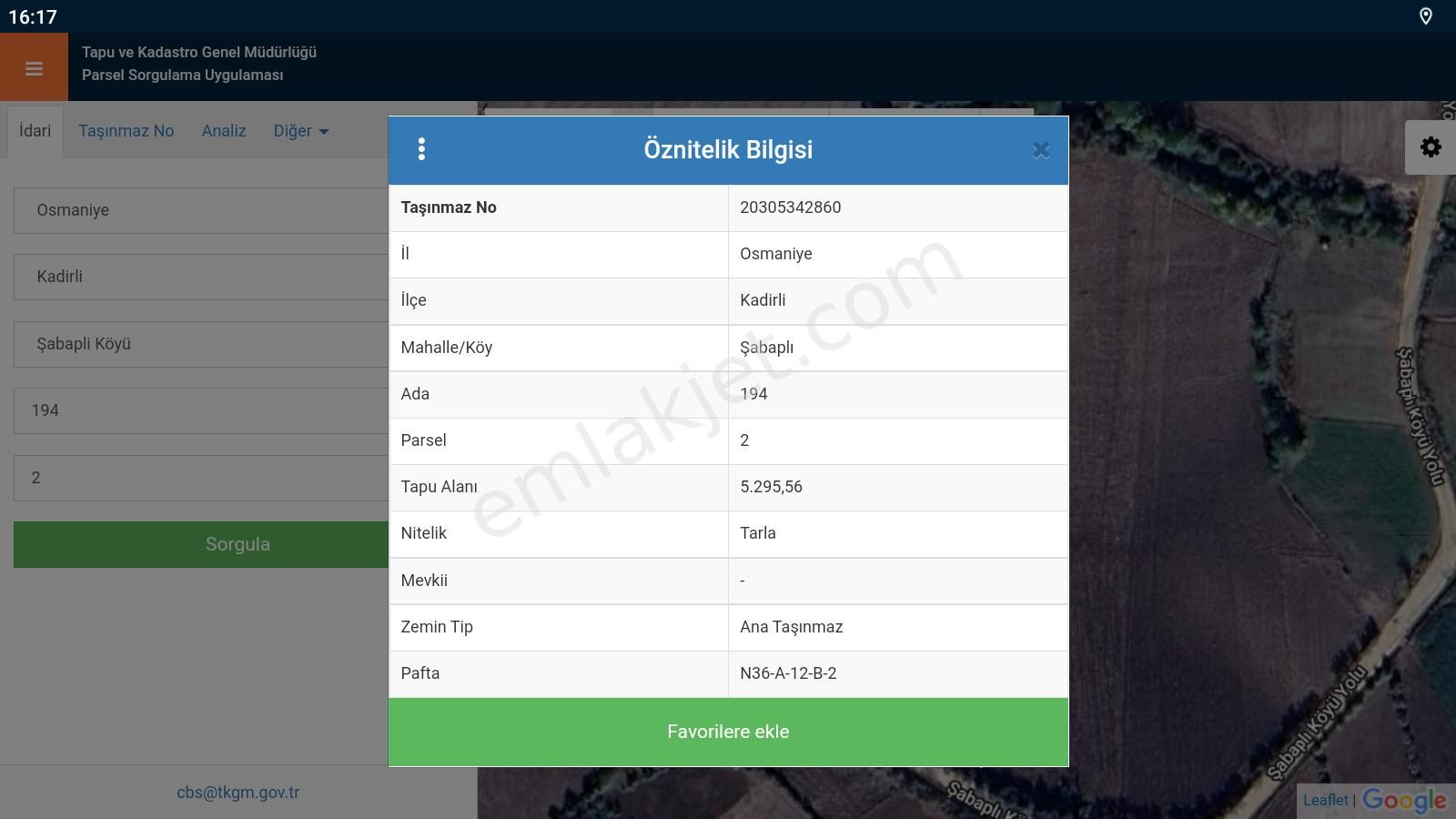 Kadirli Şabaplı Köyü Satılık Tarla Kadirli Şabaplıda 5295 M2 Satılık Arsa