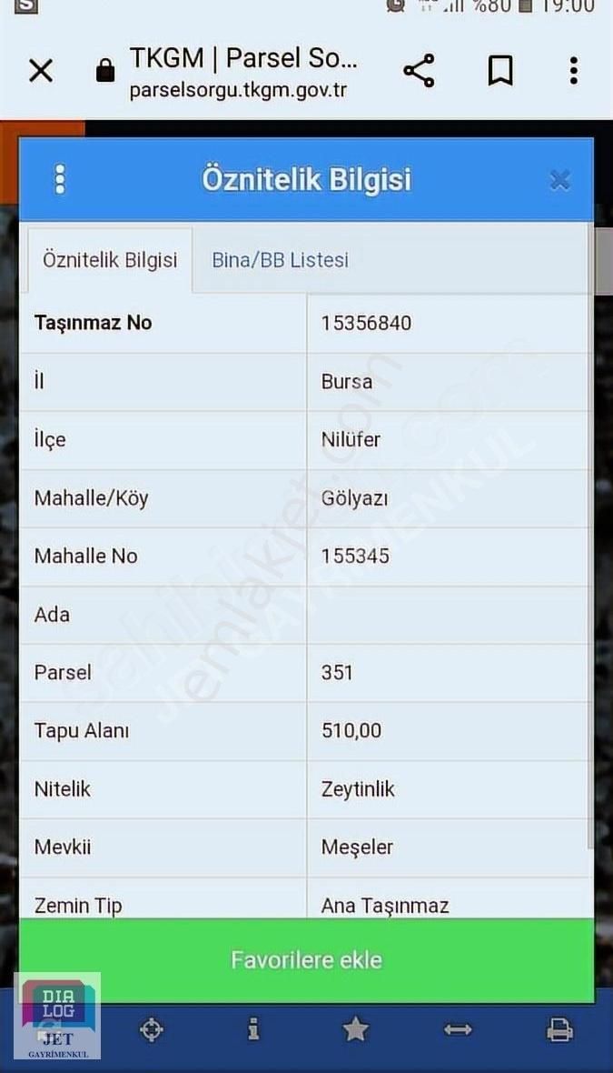 Nilüfer Gölyazı Satılık Zeytinlik DIALOG JET GAYRIMENKUL'DEN GÖLYAZI'DA SATILIK 3 PARÇA ZEYTİNLİK