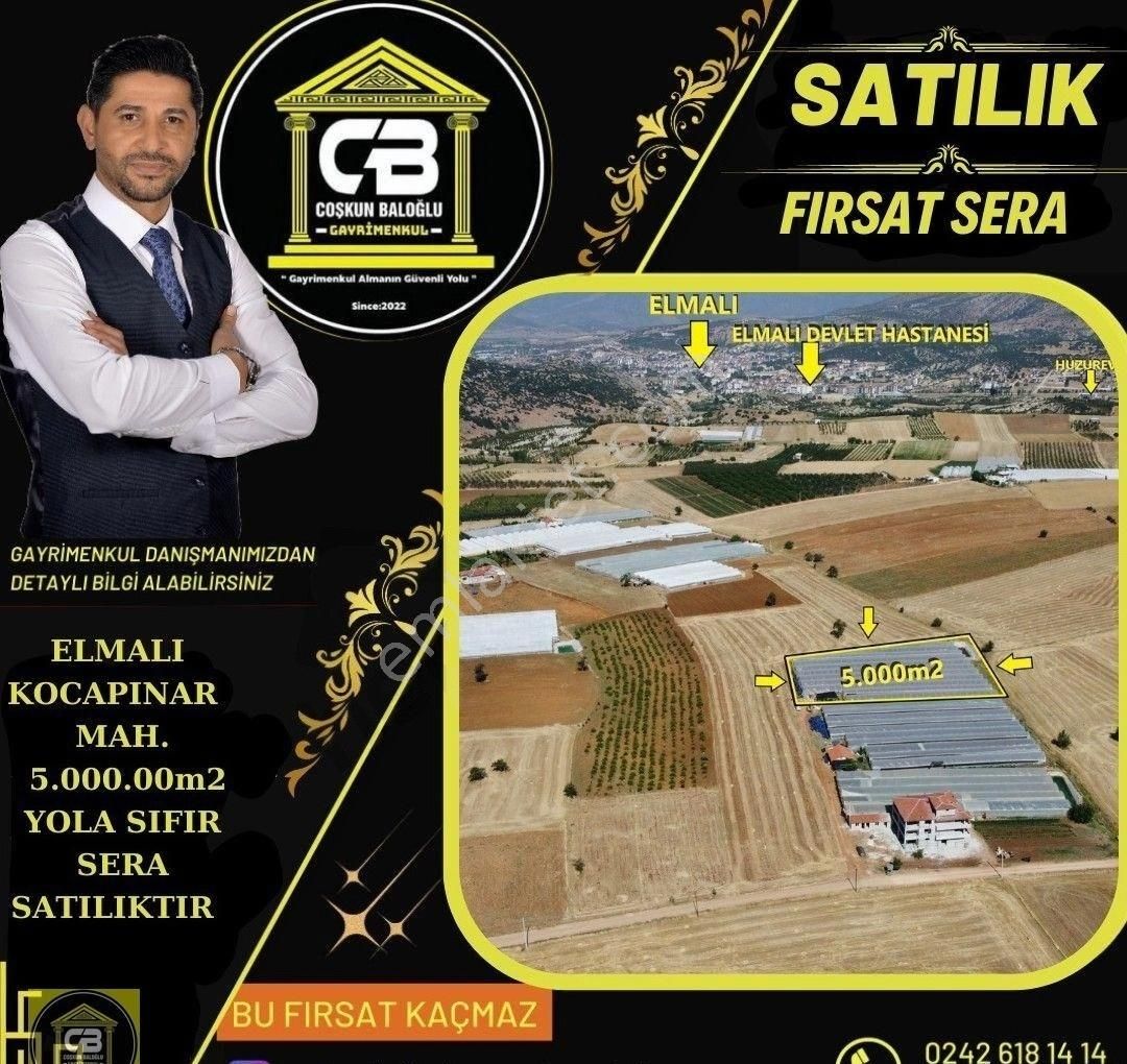 Elmalı Kocapınar Satılık Tarla ANTALYA ELMALI KOCAPINAR ( AYVASIL ) MAH. KÖY MERKEZİNDE  5.000,00 m² SERA SATILIKTIR.