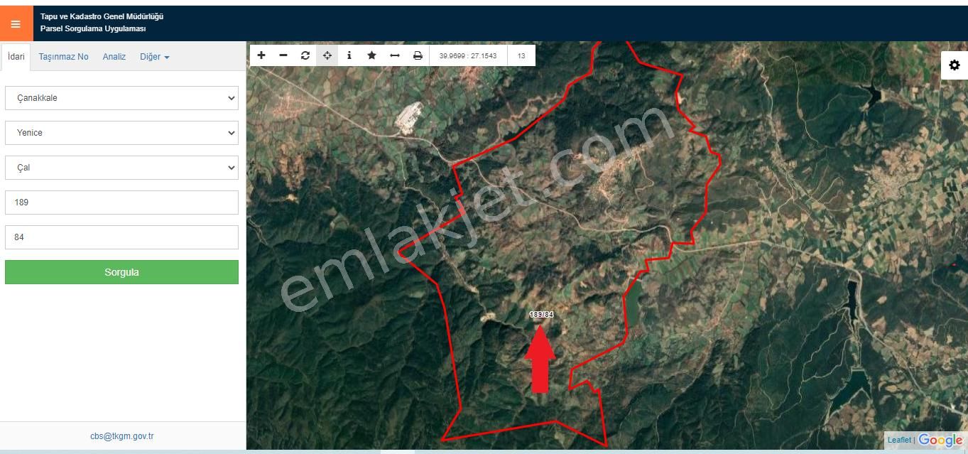 Yenice Çal Köyü Satılık Tarla  ÇANAKKALE-YENİCE KAZ DAĞLARINDA,TEK TAPU,DOĞA İÇİ 6.640m² MÜSTAKİL TARLA