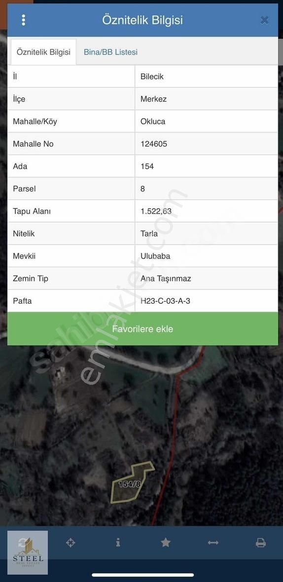 Bilecik Merkez Okluca Köyü Satılık Tarla TARLA PAZARINDAN BİLECİK MERKEZ OKLUCA 1.522 M2 YATIRIM FIRSATI