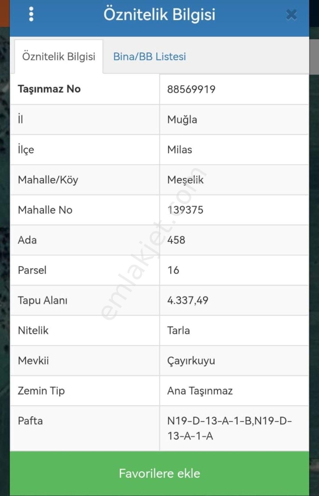 Milas Meşelik Satılık Tarla sahibinden satılık tarla 