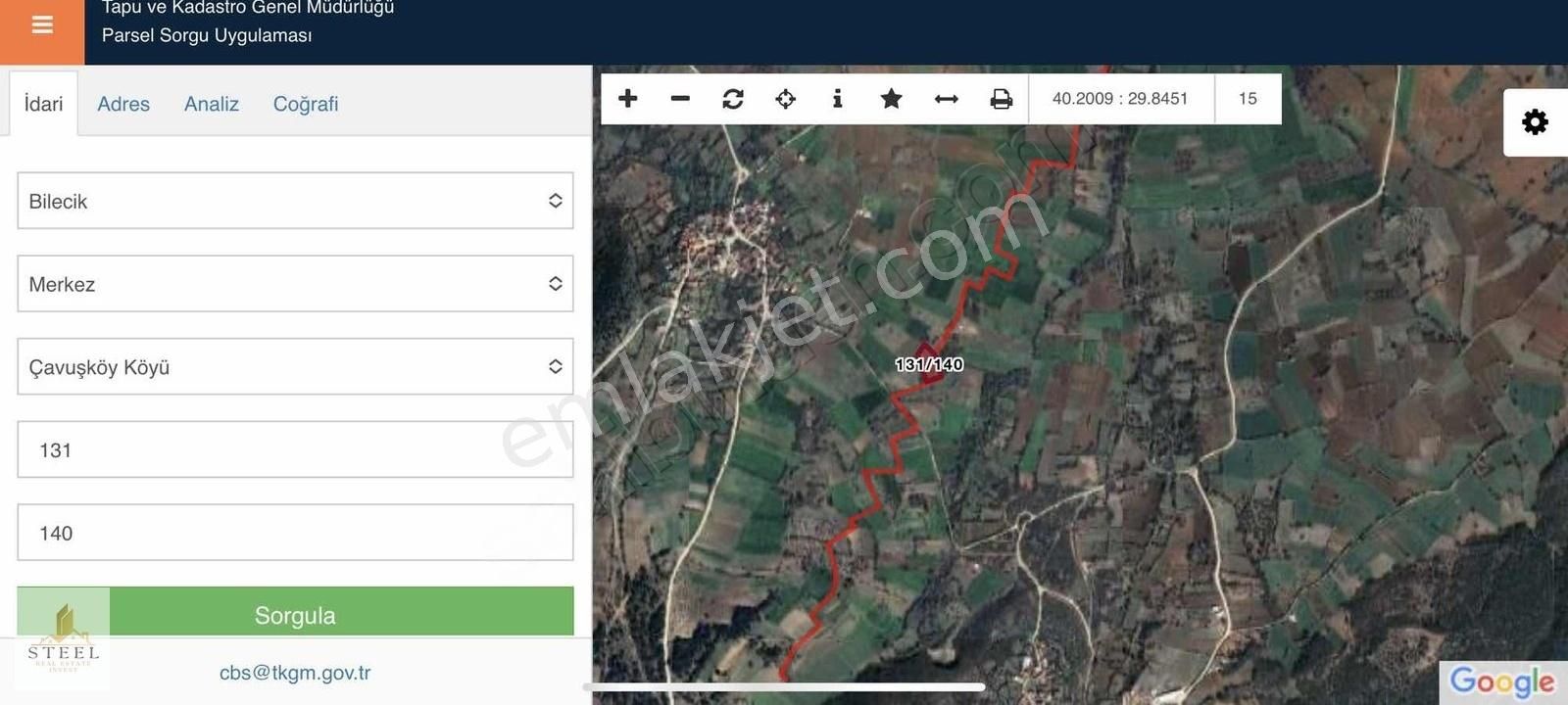 Bilecik Merkez Çavuşköy Köyü Satılık Tarla Tarla Pazarından Bilecik Merkez Çavuşköy 2.495 M2 Yatırım Fırsat