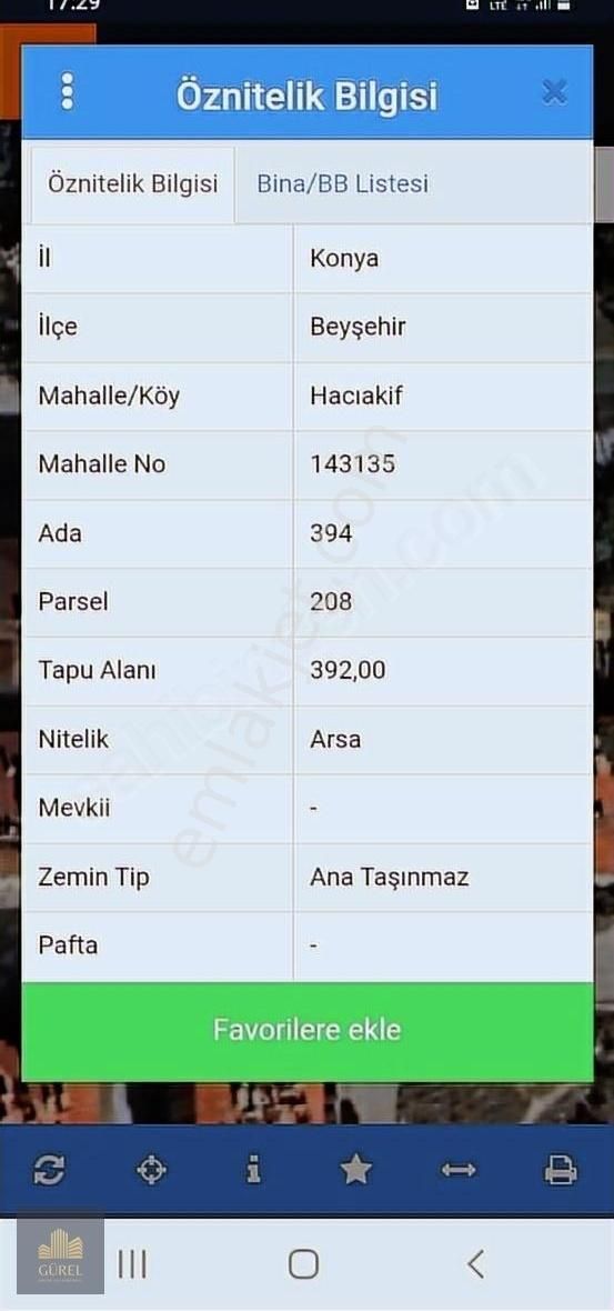 Beyşehir Hacıakif Satılık Konut İmarlı Gürelemlak Konya Beyşehir Şehir Hastanesine Yakın Arsa