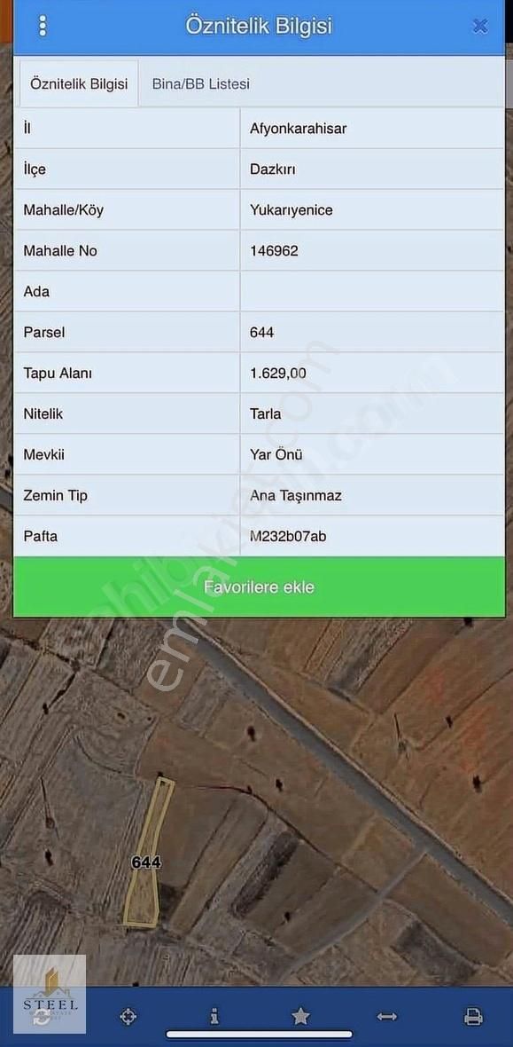 Dazkırı Yukarıyenice Köyü Satılık Tarla TARLA PAZARINDAN AFYON DAZKIRI'DA 1.629 M2 YATIRIM FIRSATI