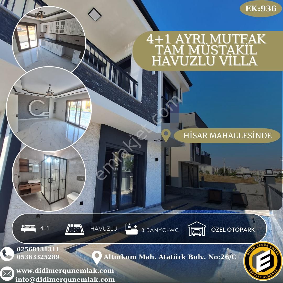 Didim Hisar Satılık Villa  Didim Hisar Mahallesinde 4+1 Ayrı Mutfak Tam Müstakil Villa