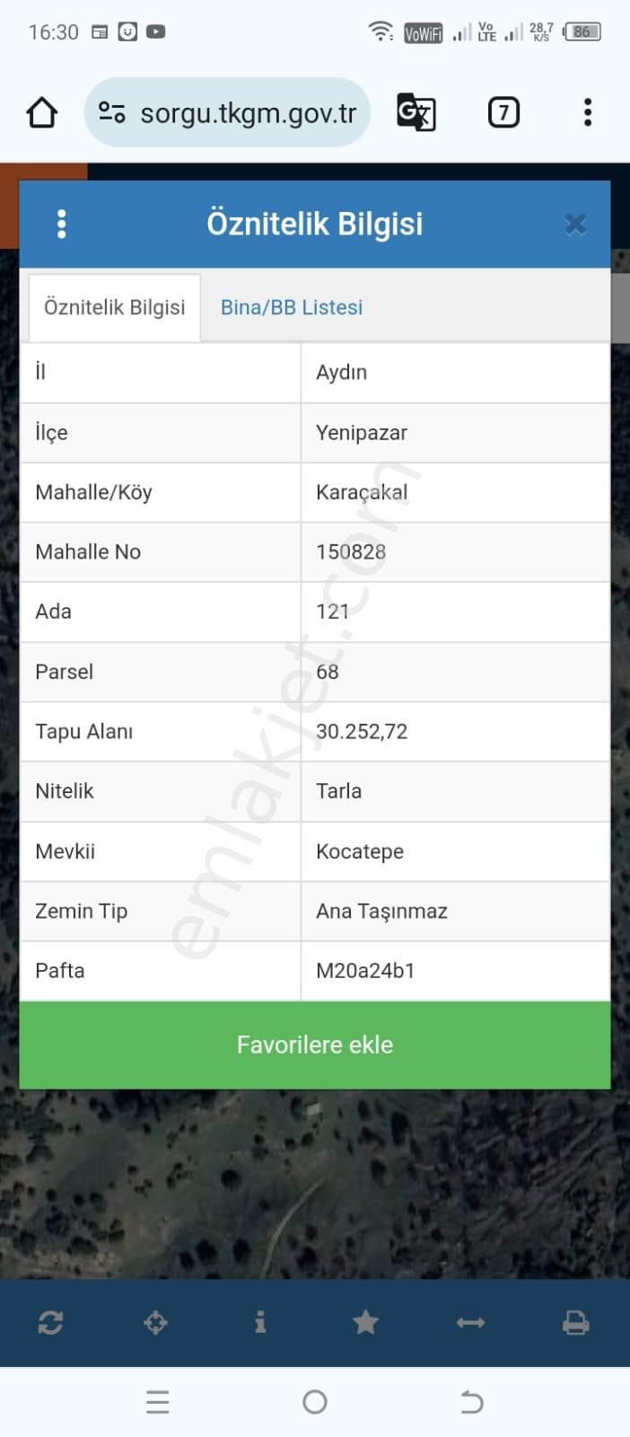 Aydın Yenipazar Karaçakal Mh Satılık Tarla - Görsel 2