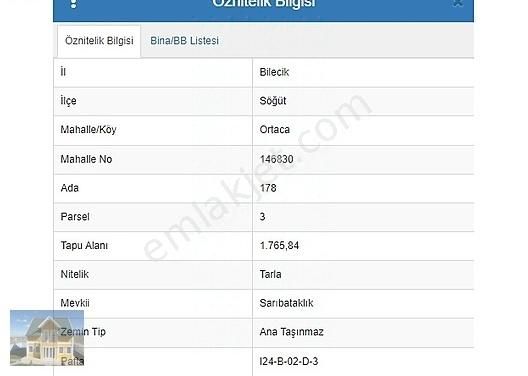 Söğüt Ortaca Köyü Satılık Bağ & Bahçe BİLECİK SÖĞÜT ORTACA KÖYÜNDE KÖYE YAKIN KUPON PARSEL