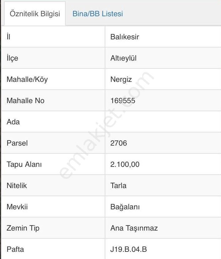 Altıeylül Nergiz Satılık Tarla  BALIKESİR ALTIEYLÜL NERGİZ MAHALLESİ 2100M2 SATILIK TARLA