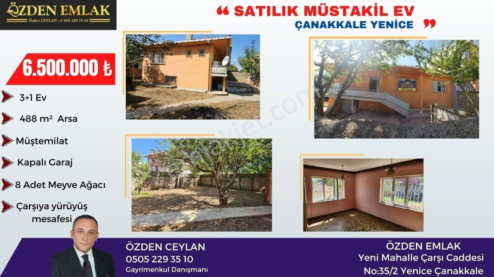 Yenice Kurtuluş Satılık Müstakil Ev ÇANAKKALE YENİCE'DE 488 METREKARE ARSA ÜZERİNDE MÜSTAKİL EVİMİZ SATILIKTIR!!! 